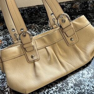 Coach Soho Pleated Pebbled Leather Shoulder Bag in Cream